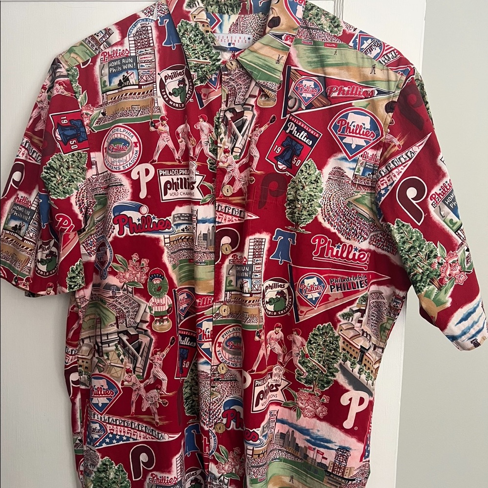 reyn spooner Red Phillies Graphic Hawaiian Shirt
